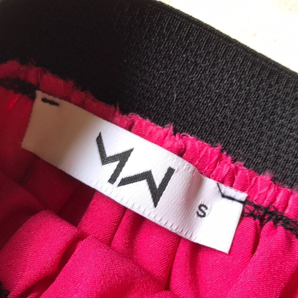 Hot Pink Fuchsia Satin Midi Skirt - S - Picture 6 of 6